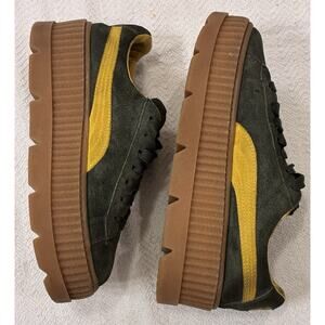 Puma Fenty By Rihanna Rosin Green & Yellow Creeper Lace Up Platform Shors. 8